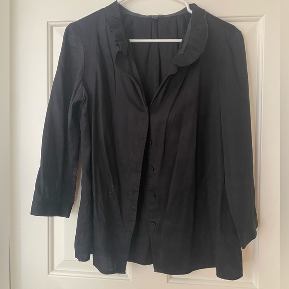 Talbots Black Ruffle Blouse Top - Picture 1 of 8